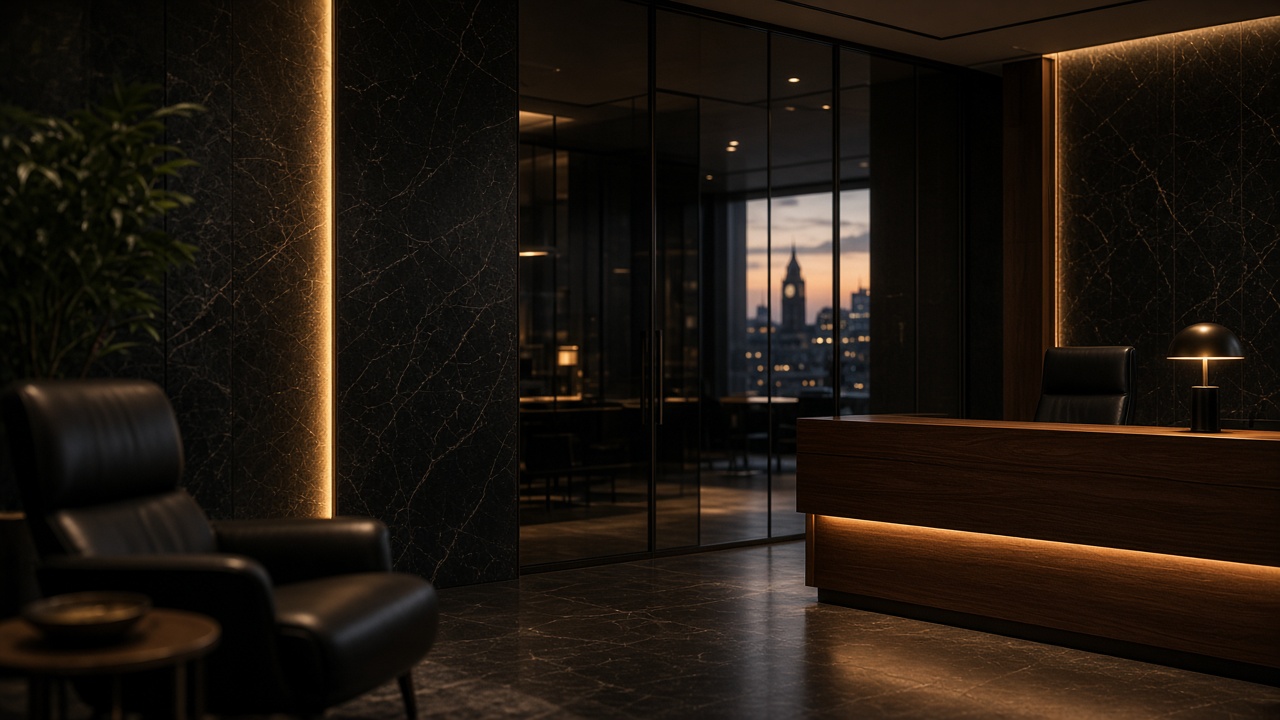 A quiet office prepared for a client meeting